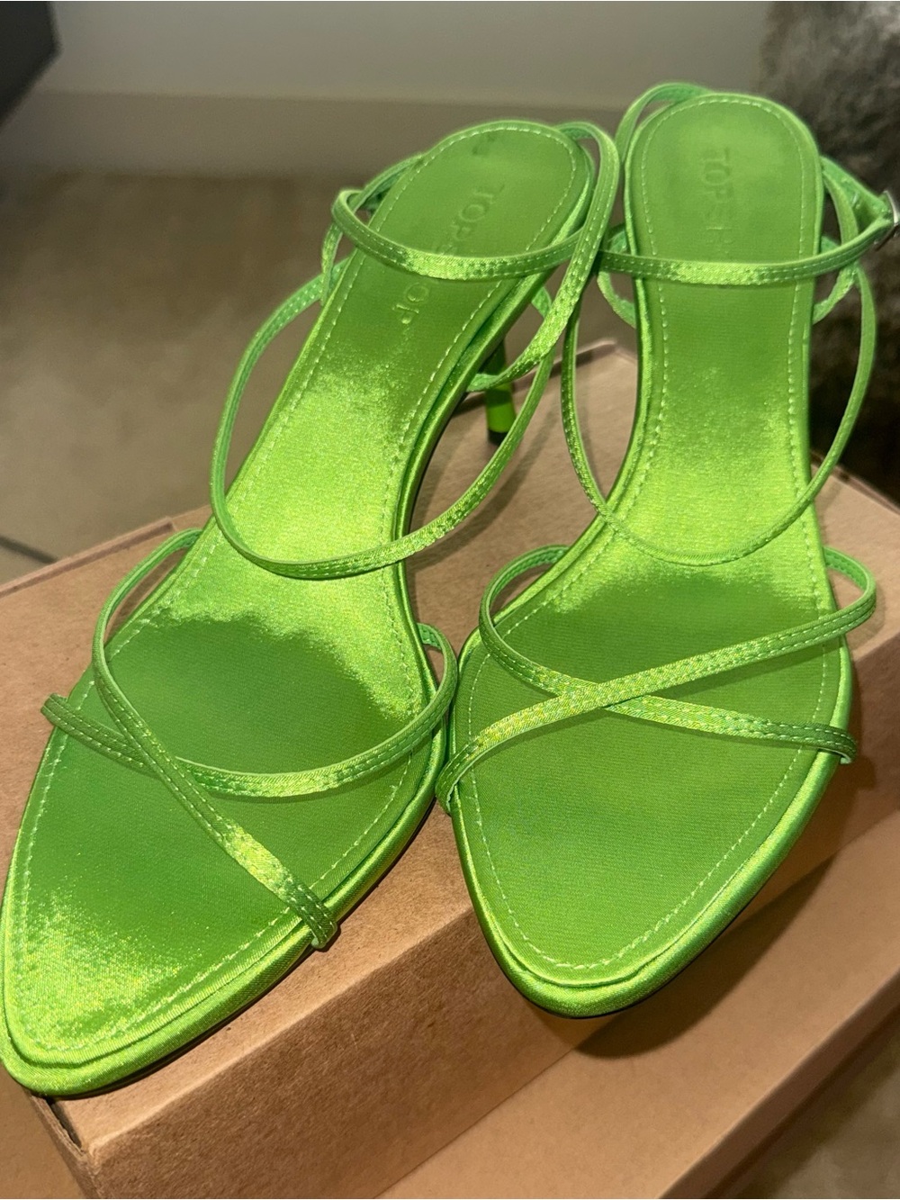 Topshop Lime Green Strappy High Heel Sandals